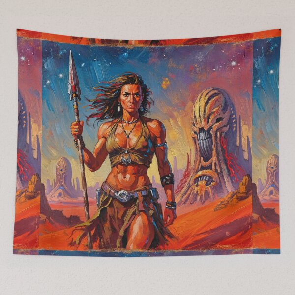 Item preview, Fantasy Barbarian Princess of Mars, a goddess with a spear designed and sold by Vintage Designs +.