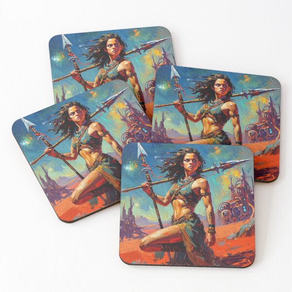Item preview, Fantasy Barbarian Princess of Mars, a goddess with a spear designed and sold by Vintage Designs +.