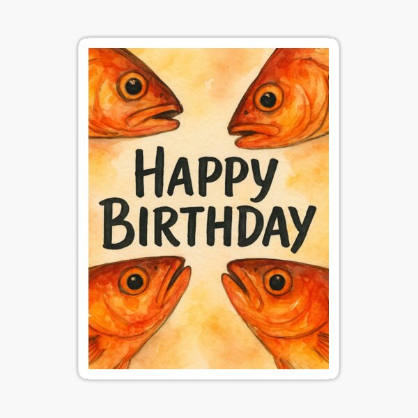 Item preview, Fish birthday food cute weird prank pun kawaii gift christmas happy designed and sold by CheeseBlueprint.