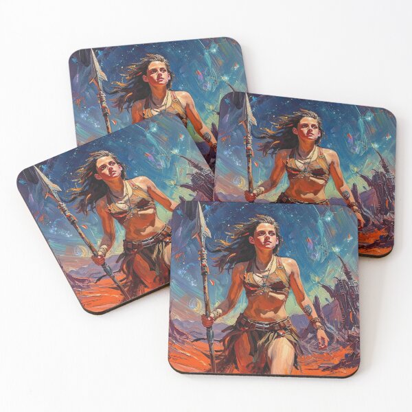 Item preview, Fantasy Barbarian Princess of Mars, a goddess with a spear designed and sold by Vintage Designs +.
