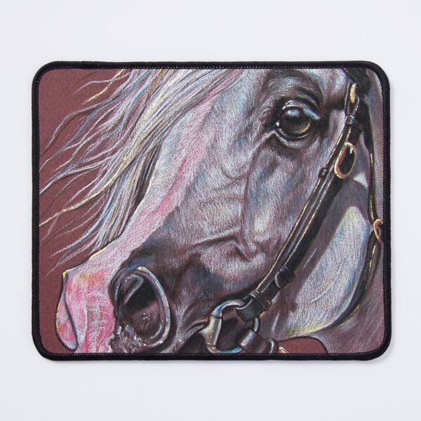 Item preview, White Arabian horse with bridle mixed media drawing designed and sold by Tahnja Wolter.