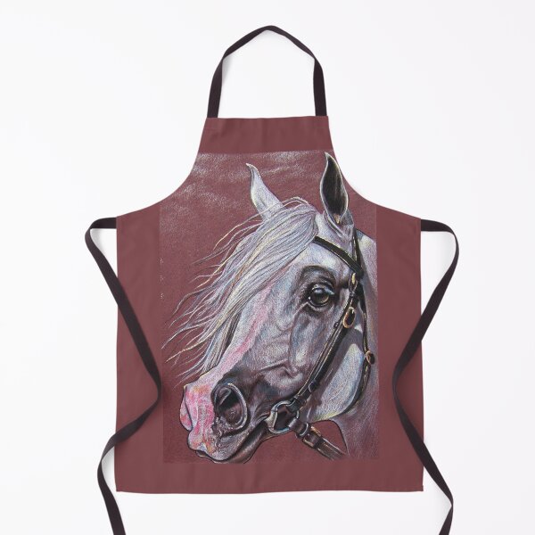 Item preview, White Arabian horse with bridle mixed media drawing designed and sold by Tahnja Wolter.