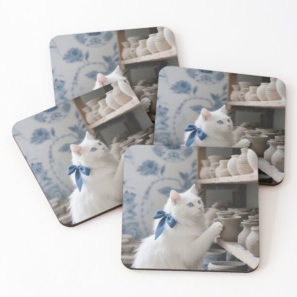 Item preview, Artist cat making pottery-blue designed and sold by chloee345.