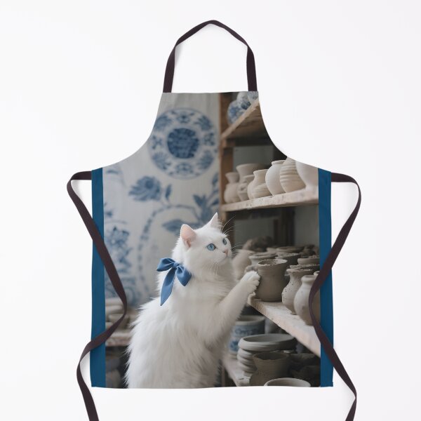 Item preview, Artist cat making pottery-blue designed and sold by chloee345.
