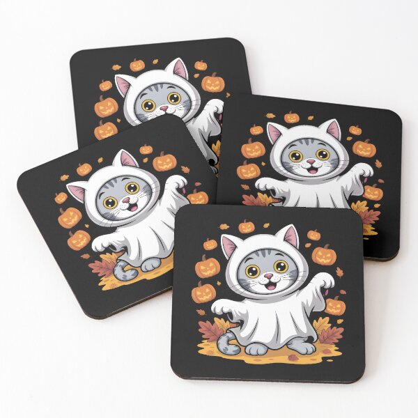 Item preview, Kitten dressed as a ghost for Halloween designed and sold by wzetart.