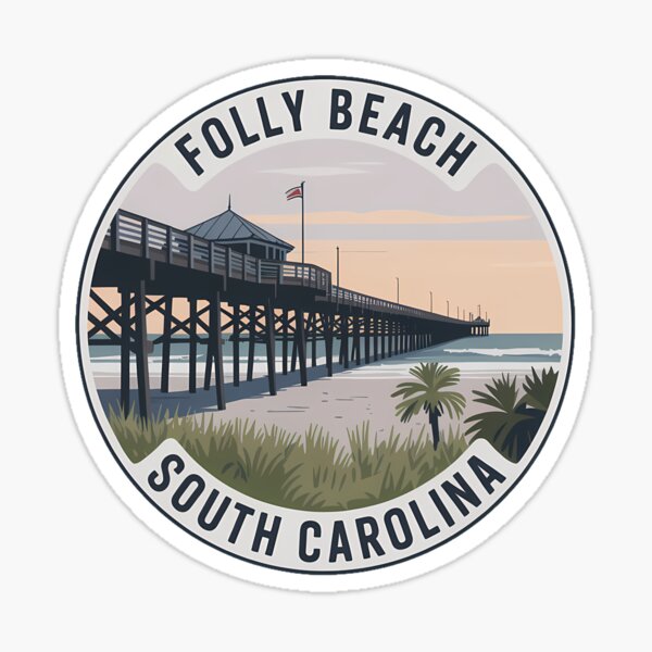 Item preview, Retro Folly Beach South Carolina Sticker designed and sold by Horizon Tales.
