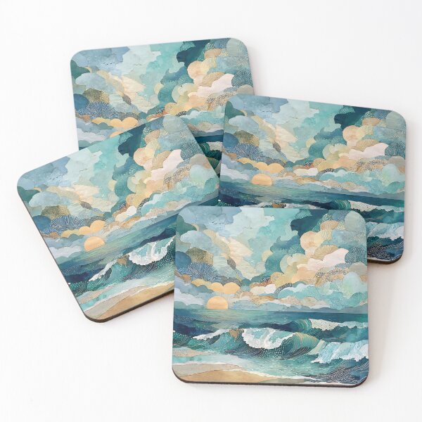 Item preview, Sunset Seascape With Breaking Waves Collage  designed and sold by PurpleAdventure.