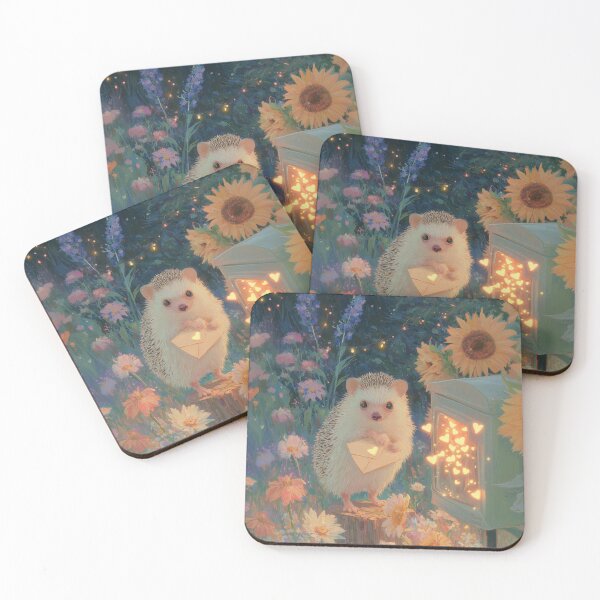 Item preview, Hedgehog Mailing Glowing Hearts at Twilight designed and sold by Magical Art Store.