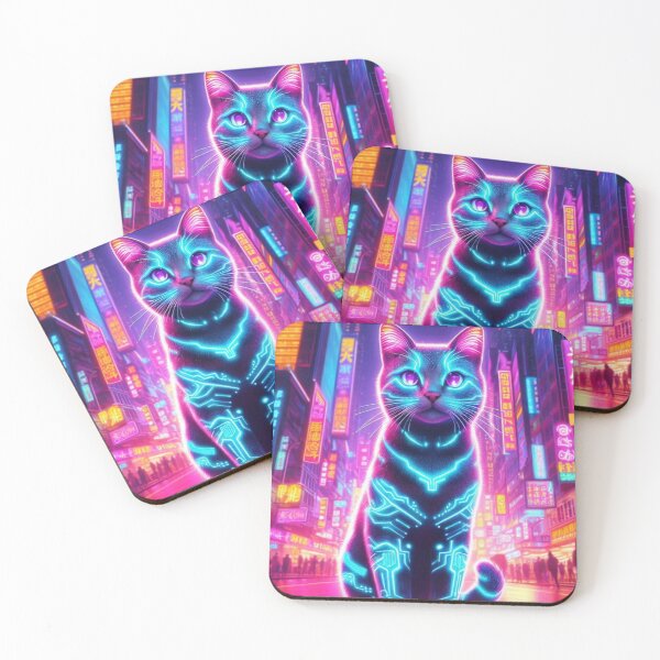 Item preview, Tokyo neon cyberpunk cat designed and sold by Lyvion design.