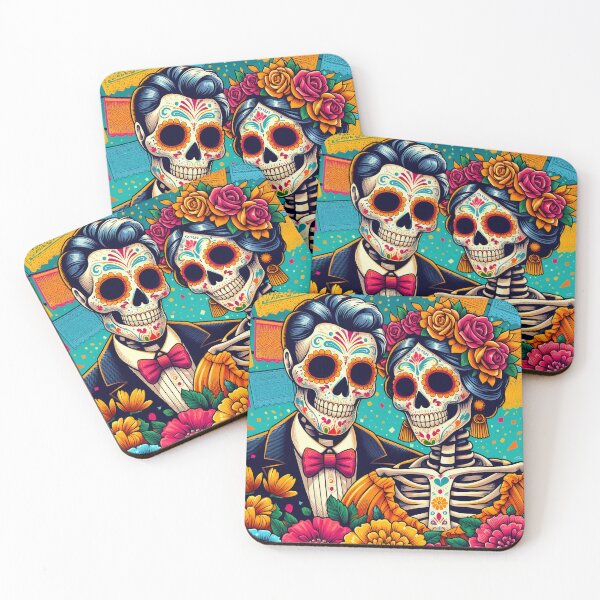 Item preview, Celebratory Skeleton Family Portrait – Día de los Muertos Art designed and sold by Ojo de Lilith.