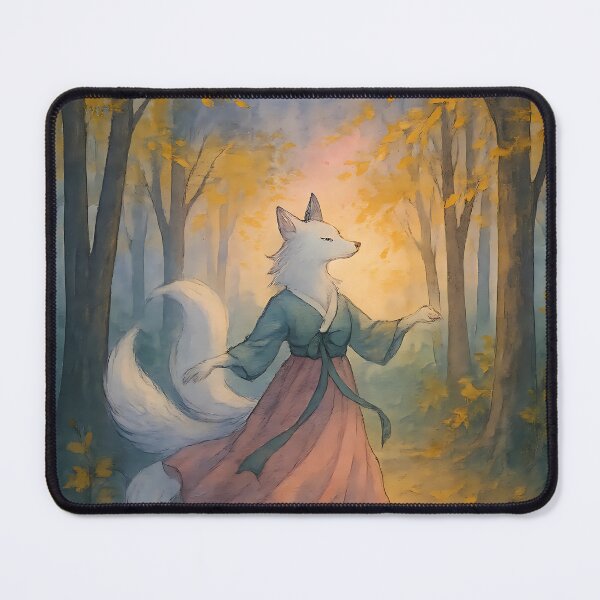Item preview, Dance of the Celestial Forest – Korean Gumiho or White Deer Spirit | Mythical Forest Watercolor designed and sold by bloomling.