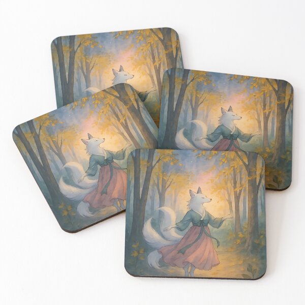 Item preview, Dance of the Celestial Forest – Korean Gumiho or White Deer Spirit | Mythical Forest Watercolor designed and sold by bloomling.