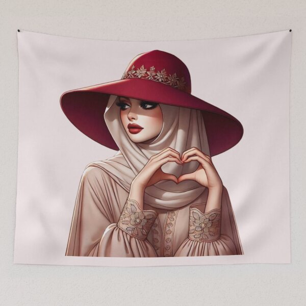 Item preview, Beige Abaya with Chic Hat – Elegant Modest Muslim Woman designed and sold by Lulunza.