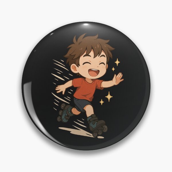 Item preview, Ren the Roller Skater – Joyful Chibi Anime Boy on Roller Skates with Sparkles designed and sold by ColorSplash123.