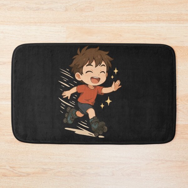 Item preview, Ren the Roller Skater – Joyful Chibi Anime Boy on Roller Skates with Sparkles designed and sold by ColorSplash123.