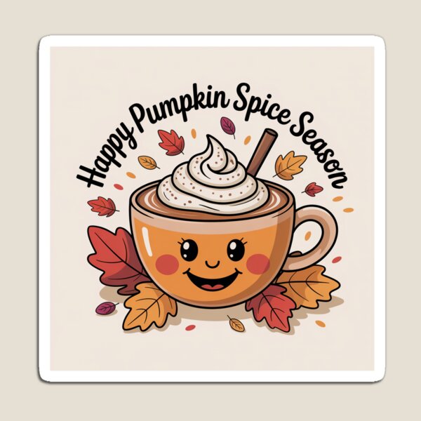 Item preview, Cute  Happy Pumpkin Spice Season Sticker – Fall Coffee, Pumpkin & Leaves, Cute Autumn Aesthetic Vinyl Decal for Laptops, Journals & Tumblers designed and sold by Design Den.