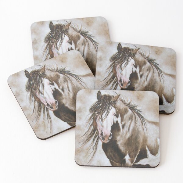 Item preview, Wild mustang stallion horse acrylic painting designed and sold by Tahnja Wolter.
