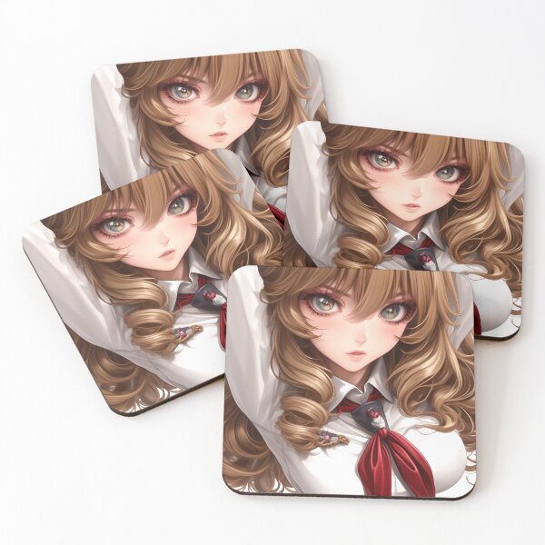 Item preview, Girl Golden Curls Anime Schoolgirl Intense Gaze designed and sold by earlobejerk.