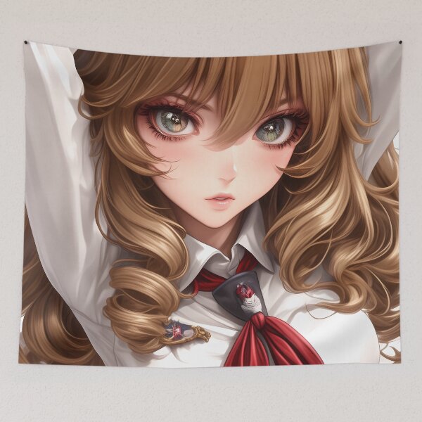 Item preview, Girl Golden Curls Anime Schoolgirl Intense Gaze designed and sold by earlobejerk.