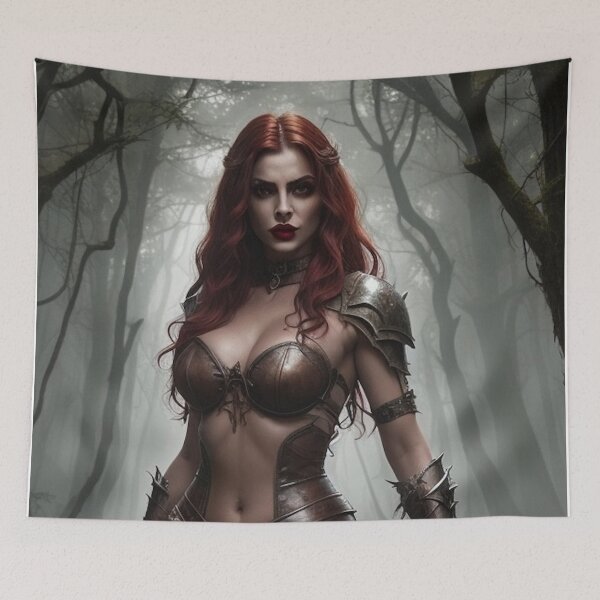Item preview, Sultry Shadow Huntress – Eerie Grimdark Moonlit Creature Battle designed and sold by MissSaylor.