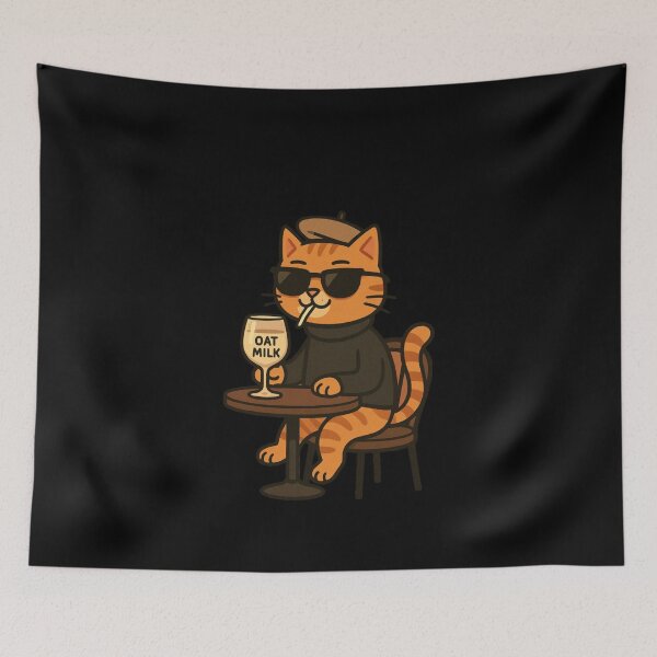 Item preview, Funny Ginger cat drinks oat milk designed and sold by DamioPolArt.