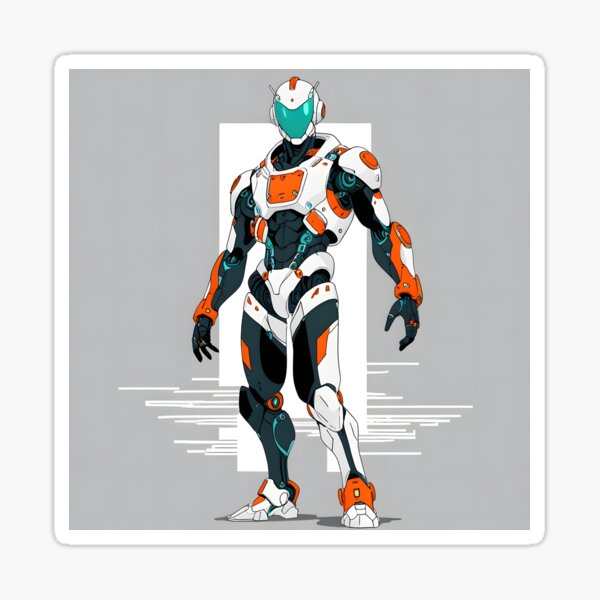 Item preview, Futuristic white and orange cyborg designed and sold by Ledsor.