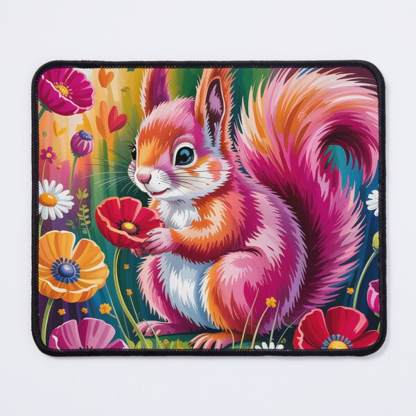 Item preview, Pink Squirrel Flower Sticker – Adorable with Flowers, Whimsical Woodland Vinyl Decal for Laptops, Journals & Water Bottles designed and sold by Design Den.