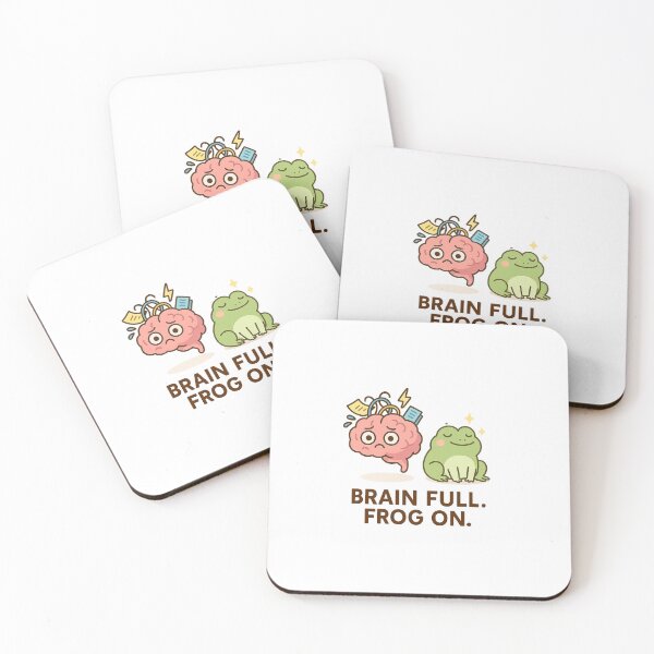 Item preview, Brain Full. Frog On. – Cute Mental Health Cartoon Design designed and sold by Art-Tacos.