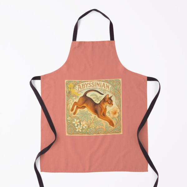 Item preview, Art Nouveau Abyssinian Cat – Elegant Jump in Vintage Floral Frame designed and sold by SUNAGIMO9999.