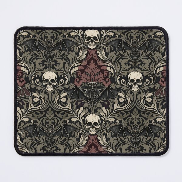 Item preview, Gothic Damask Pattern - Moody Victorian Bats & Skulls designed and sold by StickyGuys.