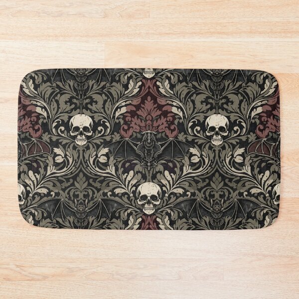 Item preview, Gothic Damask Pattern - Moody Victorian Bats & Skulls designed and sold by StickyGuys.