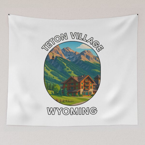 Item preview, Teton Village Wyoming Travel Poster – Scenic Mountain Resort Art designed and sold by inkNext.