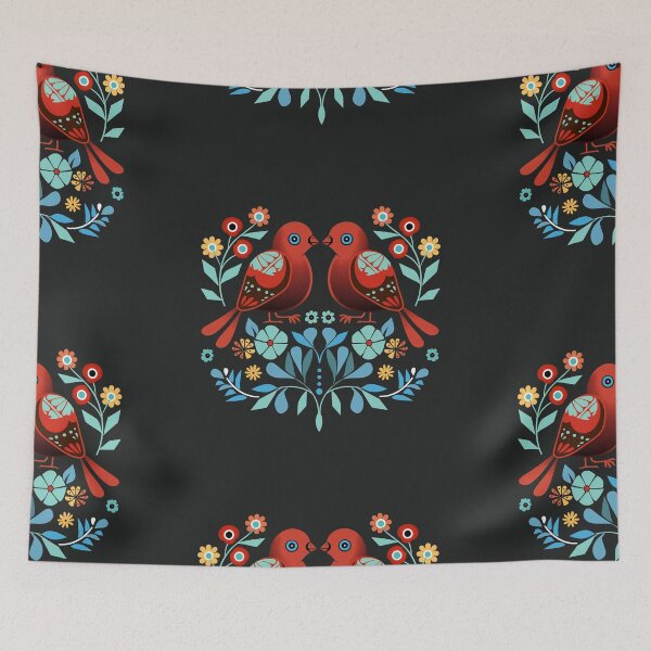Item preview, Mexican Colorful Birds Folk Flowers Art designed and sold by xiao xuans.