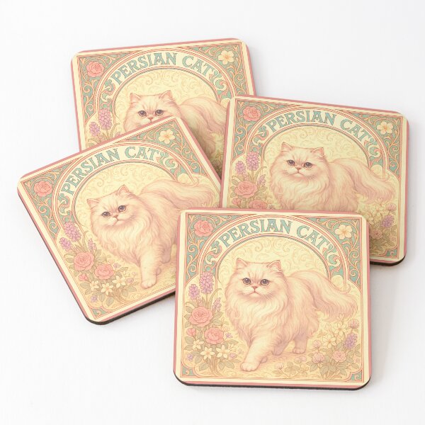 Item preview, Art Nouveau Persian Cat – Luxurious Long-Haired Feline in Vintage Floral Design designed and sold by SUNAGIMO9999.