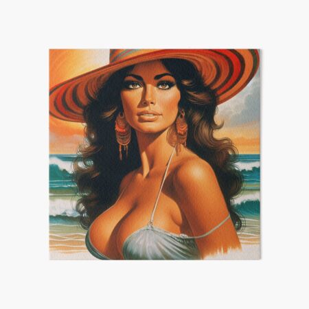 Item preview, Vintage Summer Girl Painting designed and sold by PulpVintage.