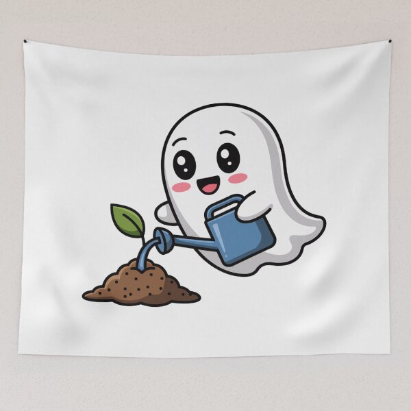 Item preview, Haunted Hobbies Gardening Ghost designed and sold by DeafPigeonDesigns.