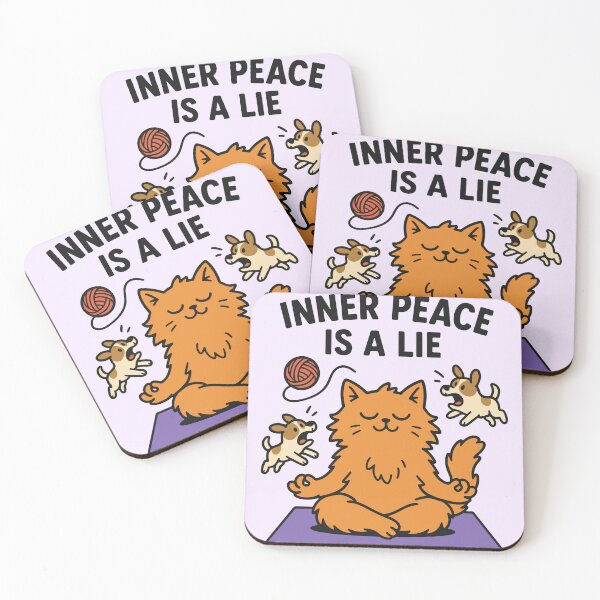 Item preview, Inner Peace Is a Lie - Meditating Cat Chaos designed and sold by SillyPawsStudio.