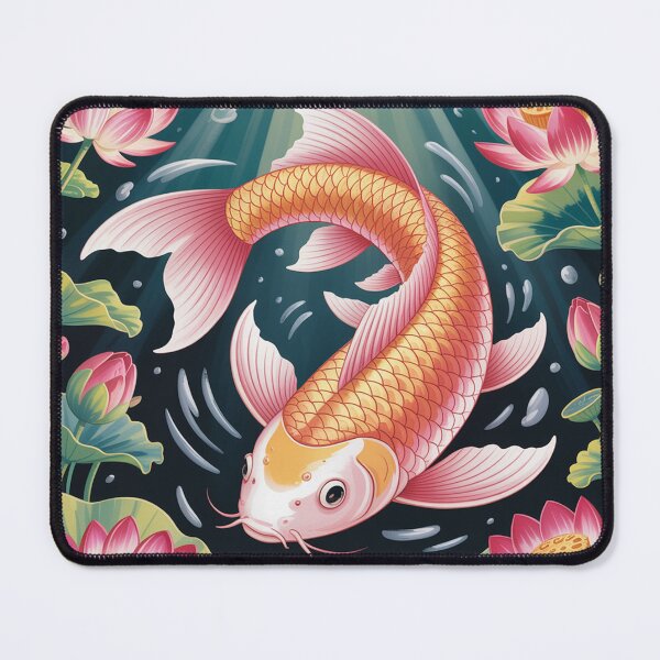 Item preview, a graceful koi fish swimming amongst vibrant lotus flowers designed and sold by Lilashakti ⭐️ ⭐️ ⭐️ ⭐️ ⭐️.