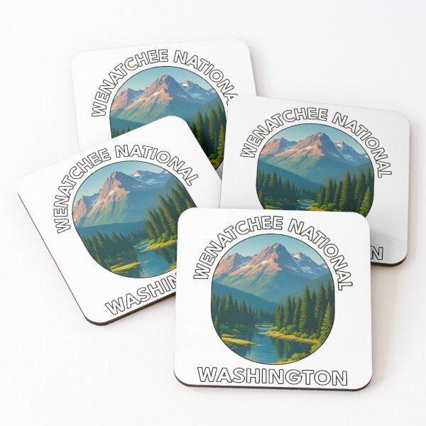 Item preview, Wenatchee National Forest Washington Travel Poster – Mountain Lake & Pine Landscape designed and sold by inkNext.