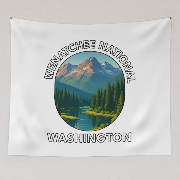 Item preview, Wenatchee National Forest Washington Travel Poster – Mountain Lake & Pine Landscape designed and sold by inkNext.