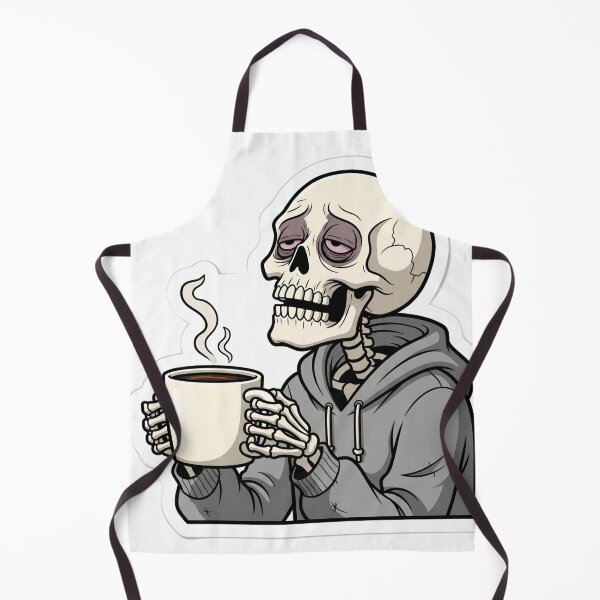 Item preview, Emotionally Exhausted Skeleton Drinking Coffee Sticker designed and sold by StickyGuys.