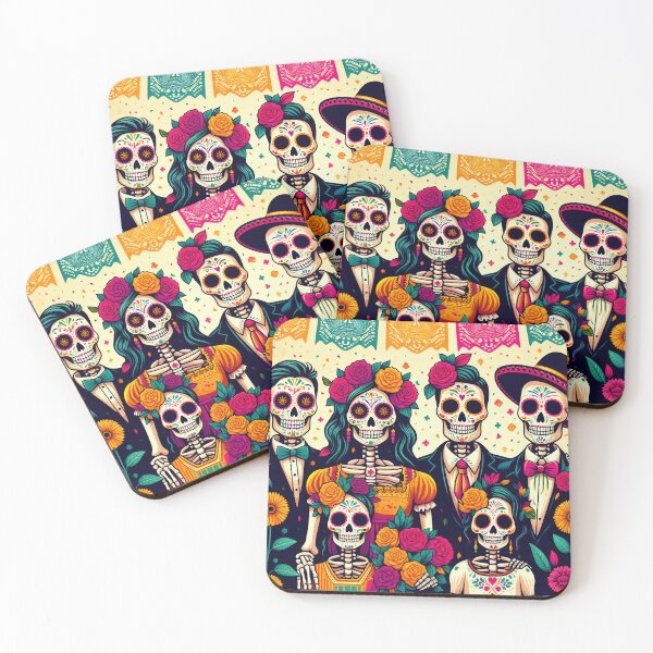 Item preview, Celebratory Skeleton Family Portrait – Día de los Muertos Art designed and sold by Ojo de Lilith.