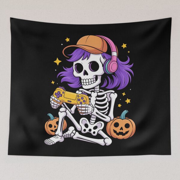 Item preview, Gamer Skeleton Halloween Video Game Gaming designed and sold by CookWorldLaughs.