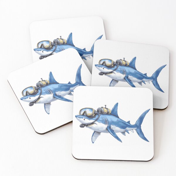 Item preview, Great White Shark with Scuba Gear – Deep Sea Humor designed and sold by pixeldizajn.