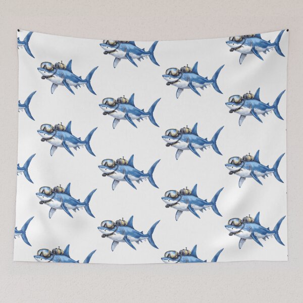 Item preview, Great White Shark with Scuba Gear – Deep Sea Humor designed and sold by pixeldizajn.