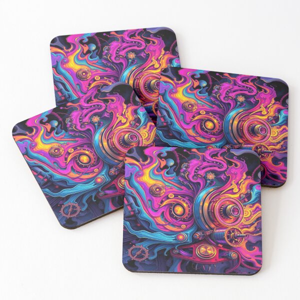 Item preview, Mechanic Dream Flow – Surreal Neon Gears in Motion & Color Explosion designed and sold by FotoworldEdel.