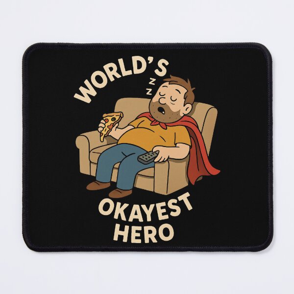Item preview, World's Okayest Hero Lazy Superhero Dad on Couch designed and sold by Taans-Creation.