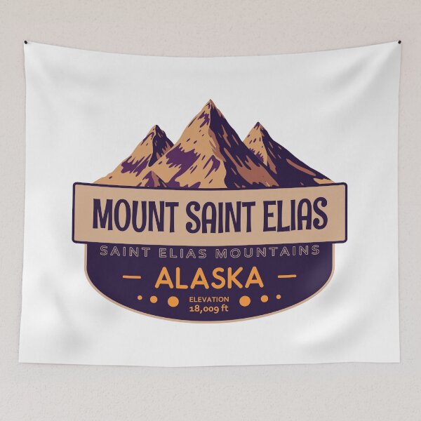 Artikelvorschau, Mount Saint Elias, Saint Elias Mountains, Alaska, Bergabzeichen entworfen und verkauft von Wanderful-roads.