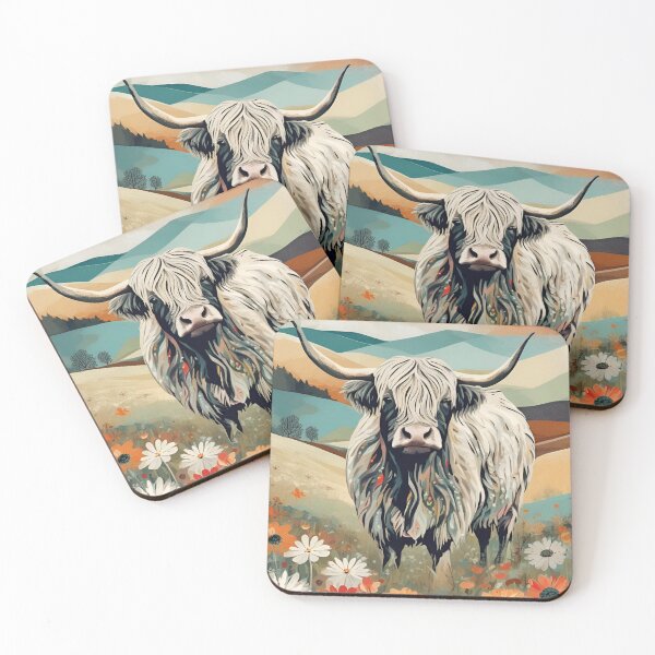 Item preview, Boho abstract highland cow designed and sold by Boho Art by Rebecca.
