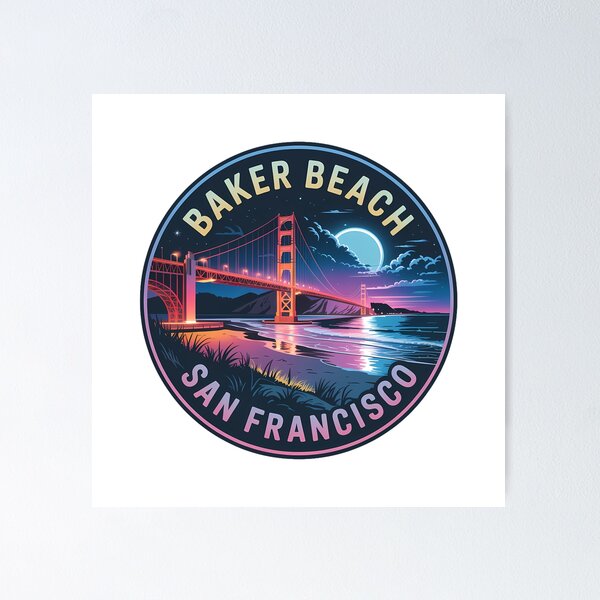 Item preview, Neon Night Baker Beach San Francisco Sticker  designed and sold by Horizon Tales.